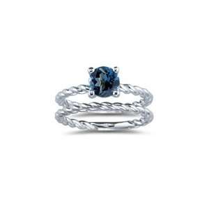  1.14 Cts London Blue Topaz Engagement Wedding Ring in 18K 