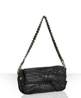 Moschino Cheap and Chic black sheepskin pleated bow shoulder bag 