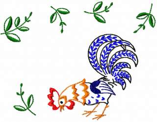 Rooster Parade machine embroidery designs set 5x7 hoop  