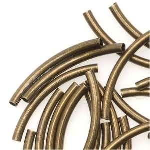  Antiqued Brass Curved Tube Noodle Beads 15mm (50 Beads 