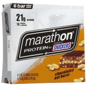 Snickers Marathon Protein Chocolate Nut Burst Bars, 6 ct  