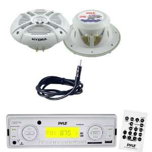  Pyle Marine Radio Receiver, Speaker and Cable Package 