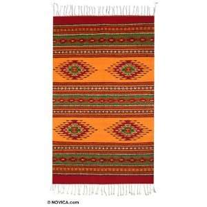  Zapotec wool rug, Sun Fire (2x4)