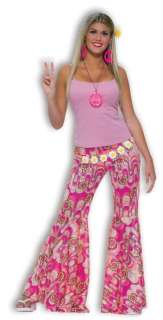 BELL BOTTOM PANTS ADULT COSTUME Accessory 60s Groovy Pink Print Retro 