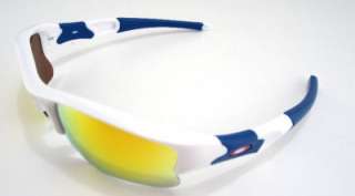   Sunglasses Flak Jacket XLJ Plsh White & Blue w/Fire Iridium Custom