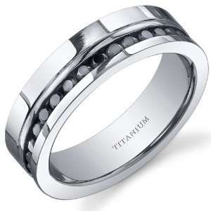 Black Cubic Zirconia Mens 6mm Titanium Eternity Wedding Band Ring Size 
