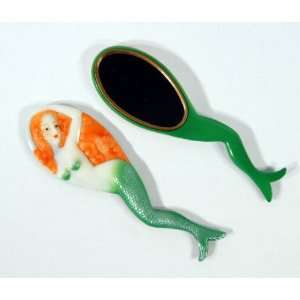  Handpainted Green Mermaid Mirror Beauty