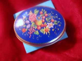   Co England 1999 Decorative Tin Pill Trinket Box Blue Floral  