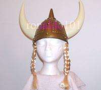 Lady Viking Costume Helmet Hair NEW Plastic Gold Hat  