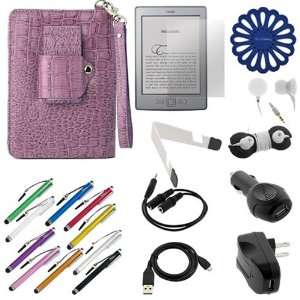  GTMax Crocodile Purple Leather Case with Lamp +LCD Screen 