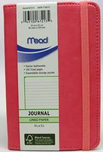 Mead Lined Paper 3x5 Leatherette Journal (Pink) NEW 43100672135 