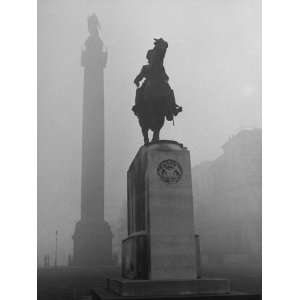  Foggy View of Monuments in Trafalgar Square, London 