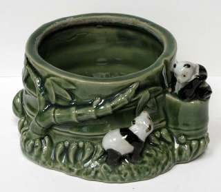   Panda Bear Flower Pot Ceramic Art Pottery Majolica Jardiniere  