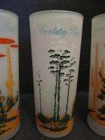 Vintage Blakely Gas Oil Arizona Cactus Tumblers Frosted Drinking 
