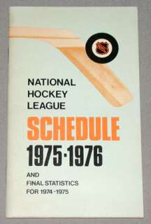 Rare 1975 76 NHL Hockey Schedule  