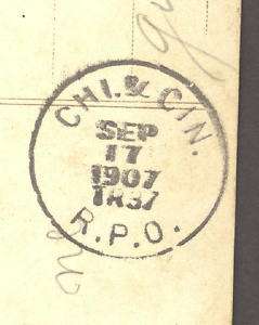 1907 Postcard ~ Chicago & Cincinnati Railroad RPO  