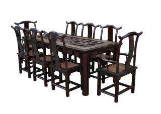 Vintage Chinese Open Panel Rattan Mix Dinning Set as688  