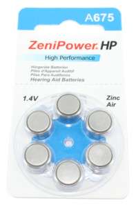 Zenipower Size 675 Zinc Air Hearing Aid Batteries (60)  