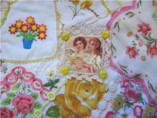 Mini Hankie Crinoline Lady Angels Recycled Art Quilt  