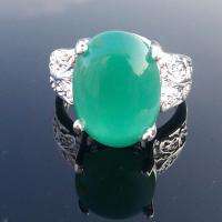   Fashion Ring Jewelry Gift Silver Gems Ring Silver Jade Ring Size 8