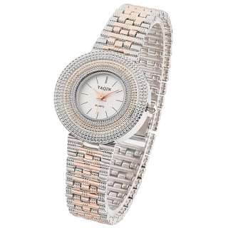 Fashion Jewelry Gift Rose Gold Plated Quartz Wrist Watch Lady Girls 
