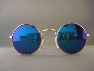 Retro Vintage Round Fire Mirror Gold Sunglasses 1084G  