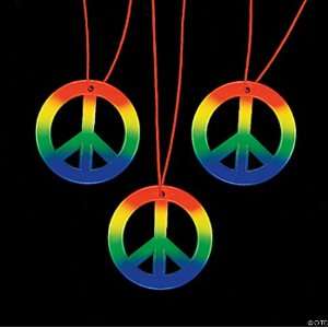  Rainbow Peace Sign Hippie Necklaces (4 dz) Toys & Games