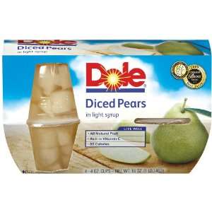 Dole Fruit Cups, Diced Pears, 4 Count, 4 oz (Pack of 6)  
