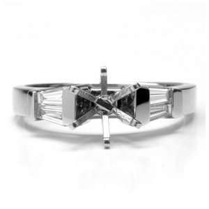  Baguette Diamond Platinum Engagement Setting / Semi Mount Jewelry