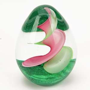  Murano Paperweight Peaceful Pink Lily Oval
