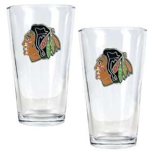   Blackhawks Glasses   Set of Two 16 oz Pint Ale