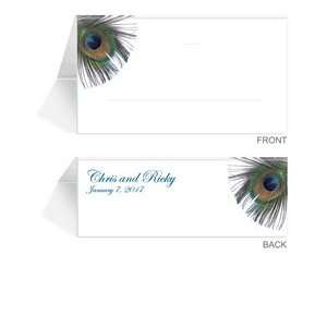  270 Personalized Place Cards   Peacock Feather Office 