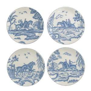   Blue Decorative Wall Plates Hunt Scenes (Set of 4)