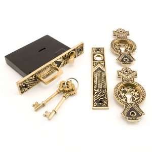 Small Oriental Pocket Door Mortise Lock   Privacy   Blackened Brass