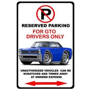  1965 Pontiac GTO Muscle Car toon No Parking Sign 