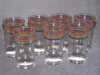 Depression Era Banded Rings 7 Liquor Shot Glasses  