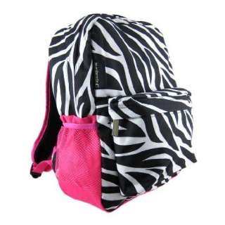  Zebra Stripe Print Backpack Book Bag Hot Pink Trim 