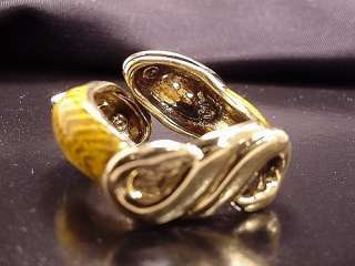 BIG VINTAGE 18K DOUBLE SNAKE RING, ENAMEL w/DIAMONDS Sz7  