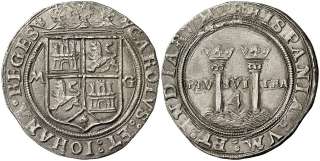 Spanish Silver Coin Juana La Loca Monarchi, No Date 4 Real HIGH GRADE 