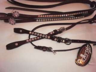 WEAVER Crystal Bridle PINK CRYSTALS Dark Oil  