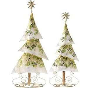    Enamel Metal Pearl and Green Christmas Trees