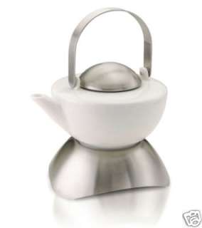 CERAMIC TEA POT WITH STAINLESS STEEL LID AND BASE  