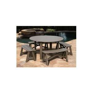  VIFAH Recycled Plastic Round Table And Adirondack Bench 