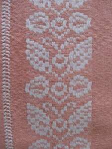   Antique Cantaloupe Woven Linen Tablecloth 53 x 88 With Napkins  