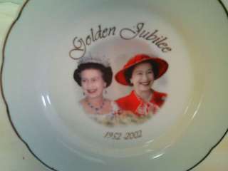 Tea Plate White w Golden Jubilee Queen Elizabeth II  