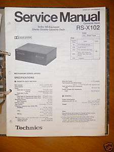 Service Manual Technics RS X102 Tape Deck,ORIGINAL  
