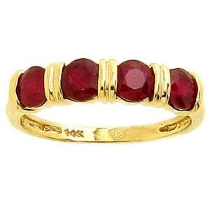    14K Yellow Gold Four Stone Band Ring Ruby, size7 diViene Jewelry