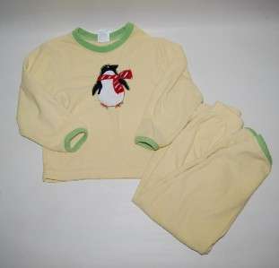 Boys Girls Lands End Polar Fleece Pajamas Set Penguin M 5 6 Holiday 