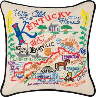 Kentucky Decorative Embroidered Throw Pillow. 