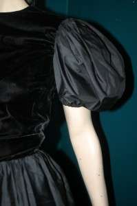 vintage VELVET TAFFETA DRESS wiggle PEPLUM M S b37w29  